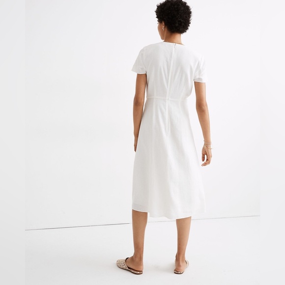 NWT Madewell Linen-Blend Button-Wrap Midi Dress in lighthouse - 8 - Picture 4 of 7